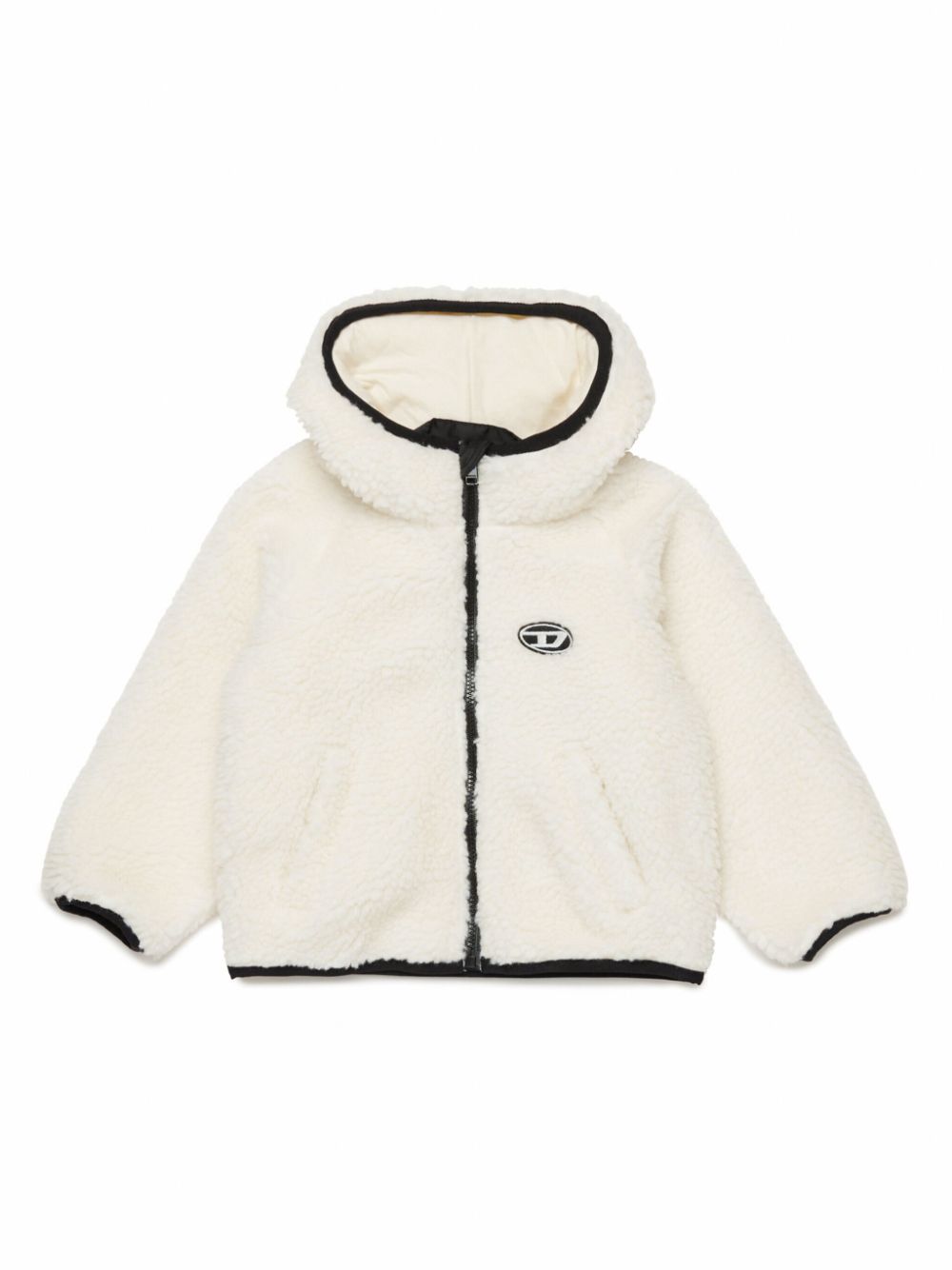 White sheepskin effect jacket for newborns