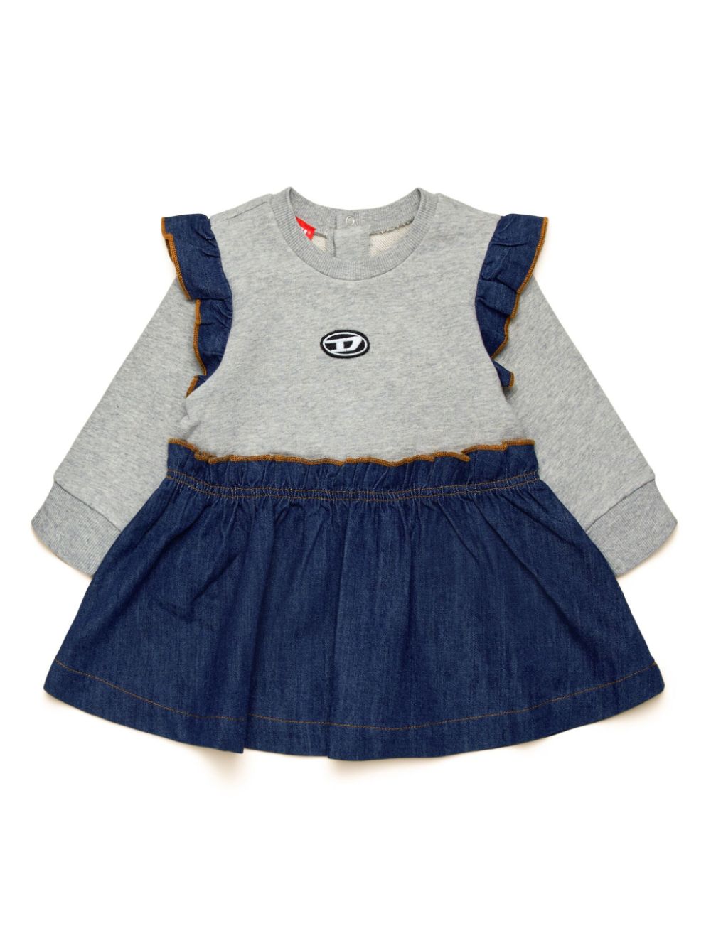 Gray/denim dress for baby girl