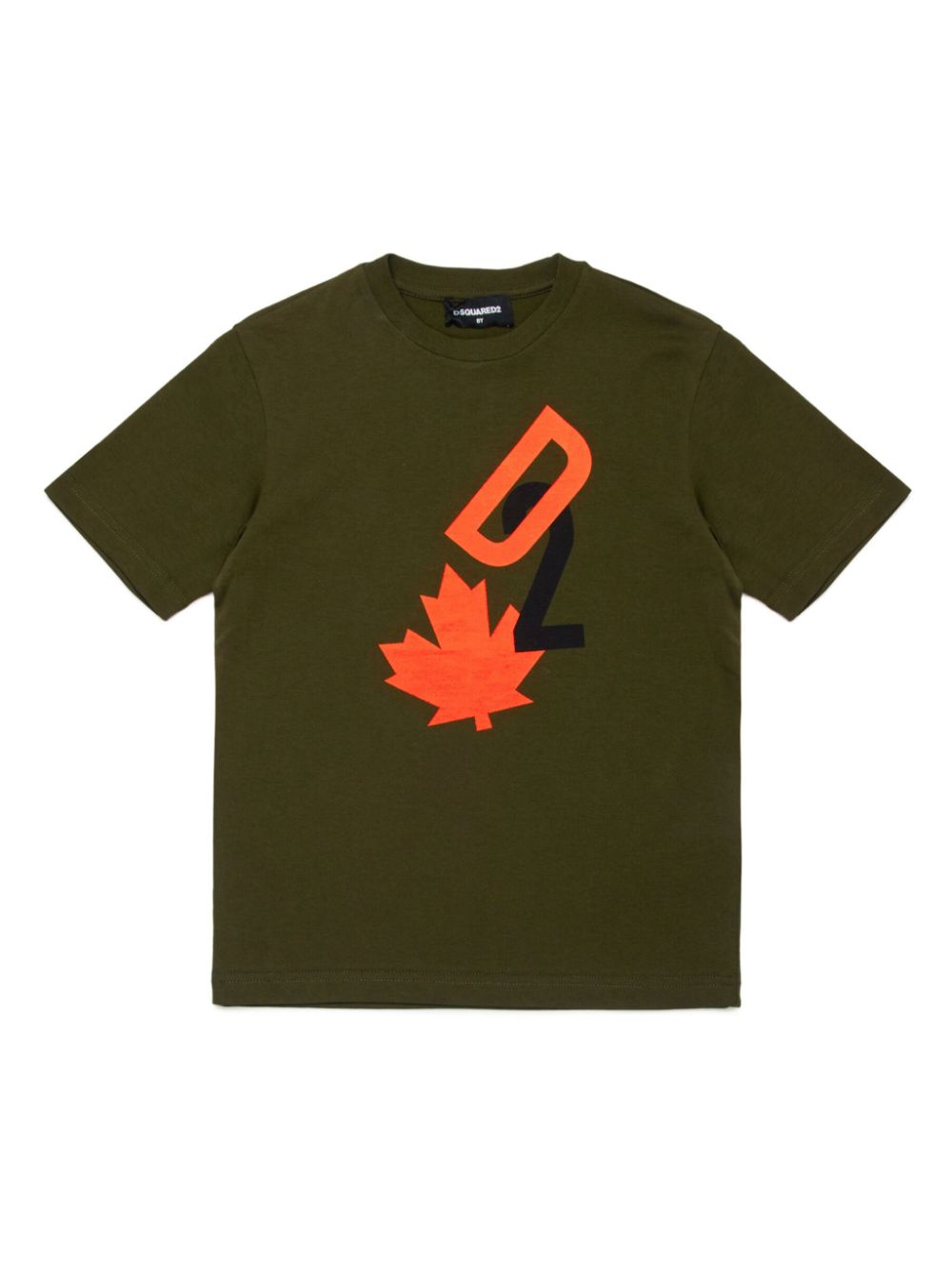 T-shirt verde militare logo D2 orange