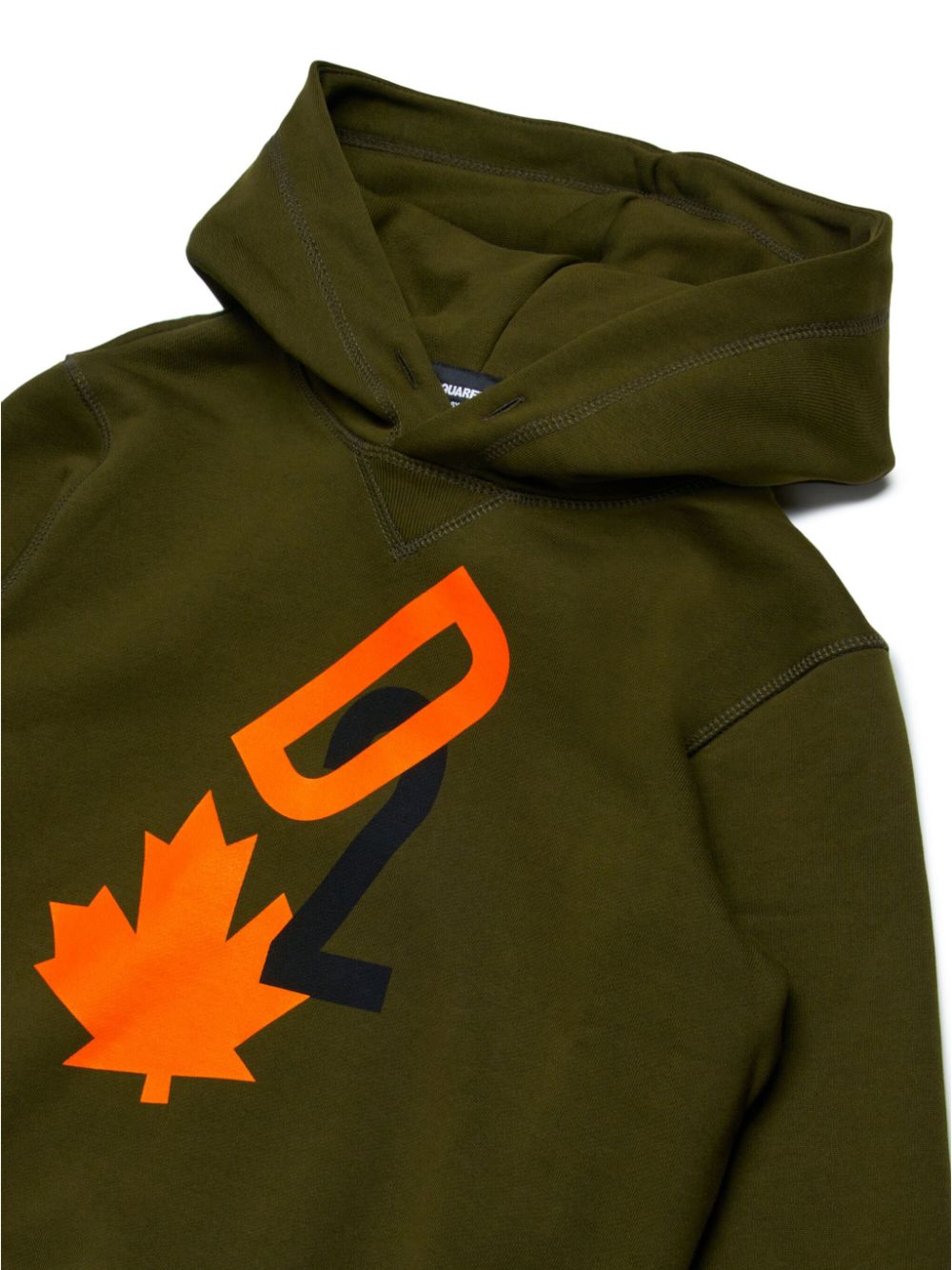 Felpa verde militare logo D2 orange