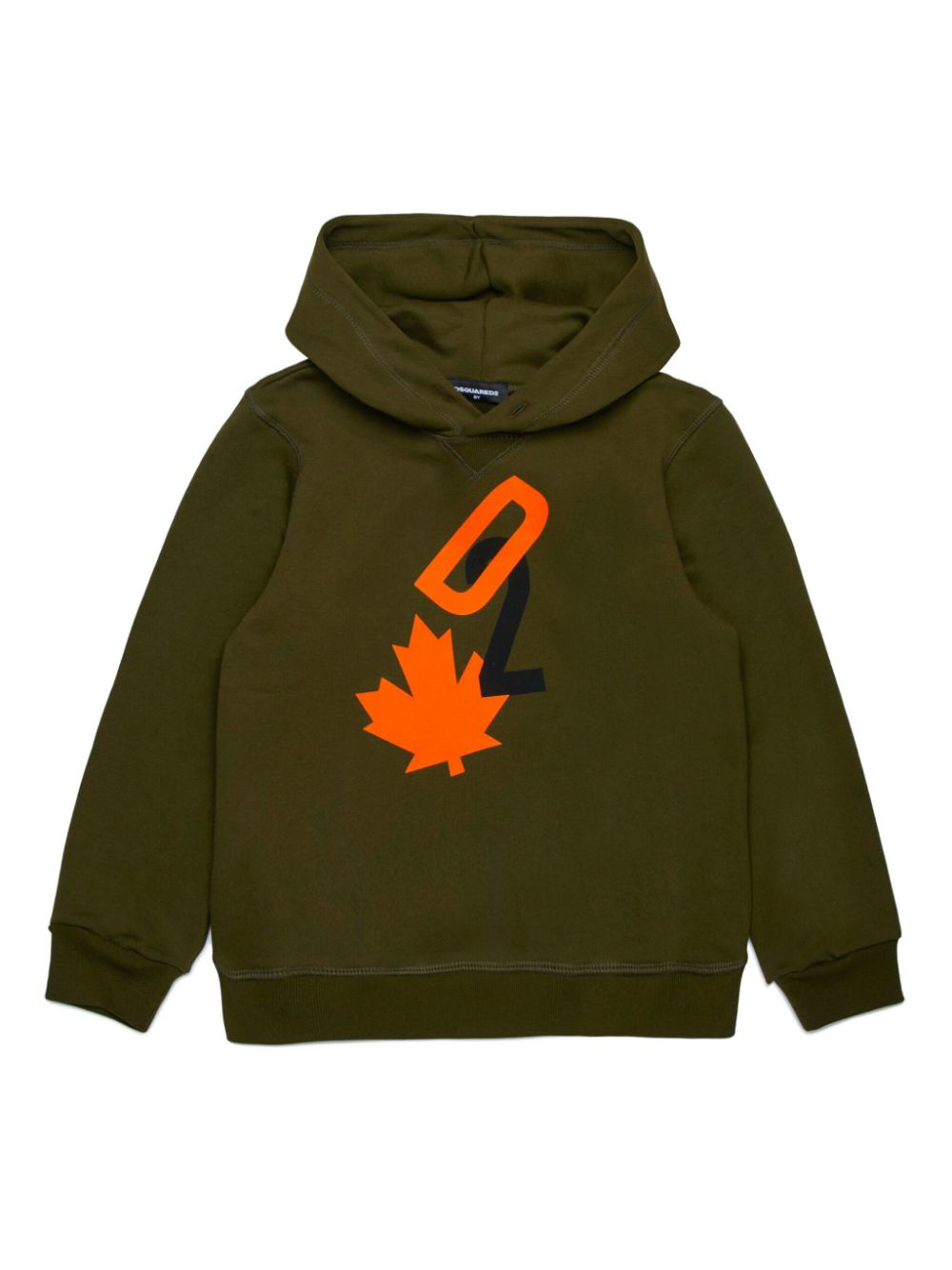 Felpa verde militare logo D2 orange