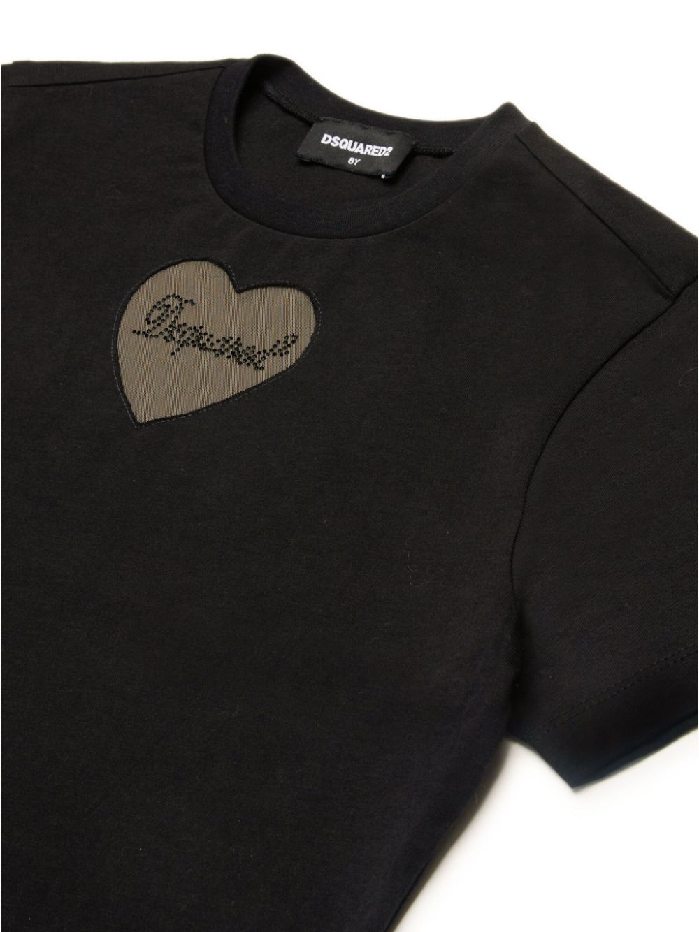 Black rhinestone heart logo t-shirt