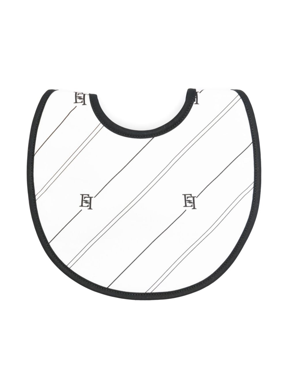 White bib with diagonal pattern monogram logo