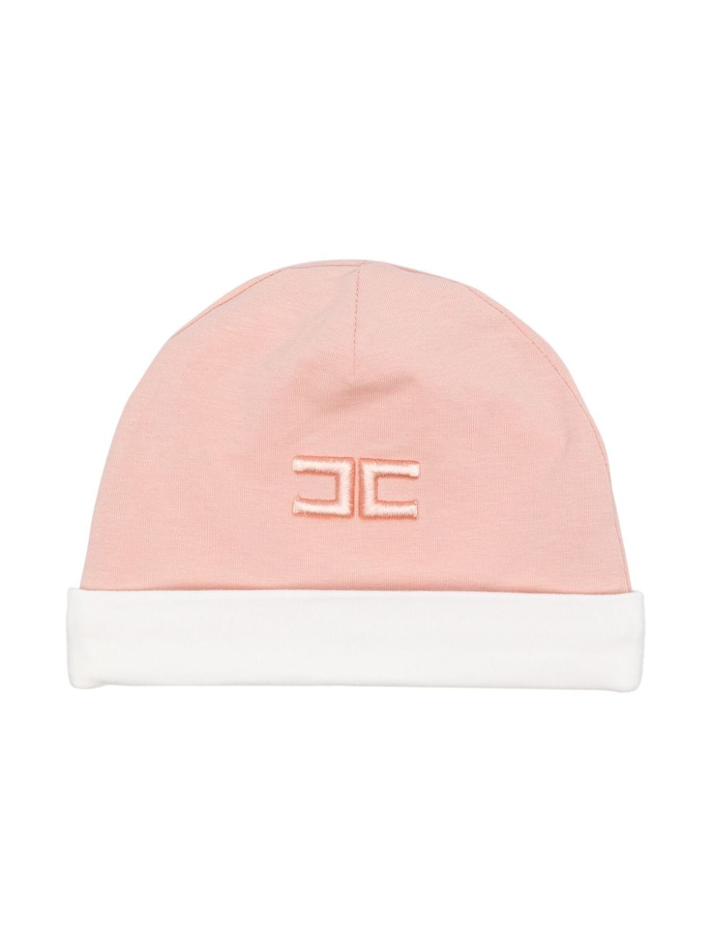 Pink/white hat with logo embroidery for newborn