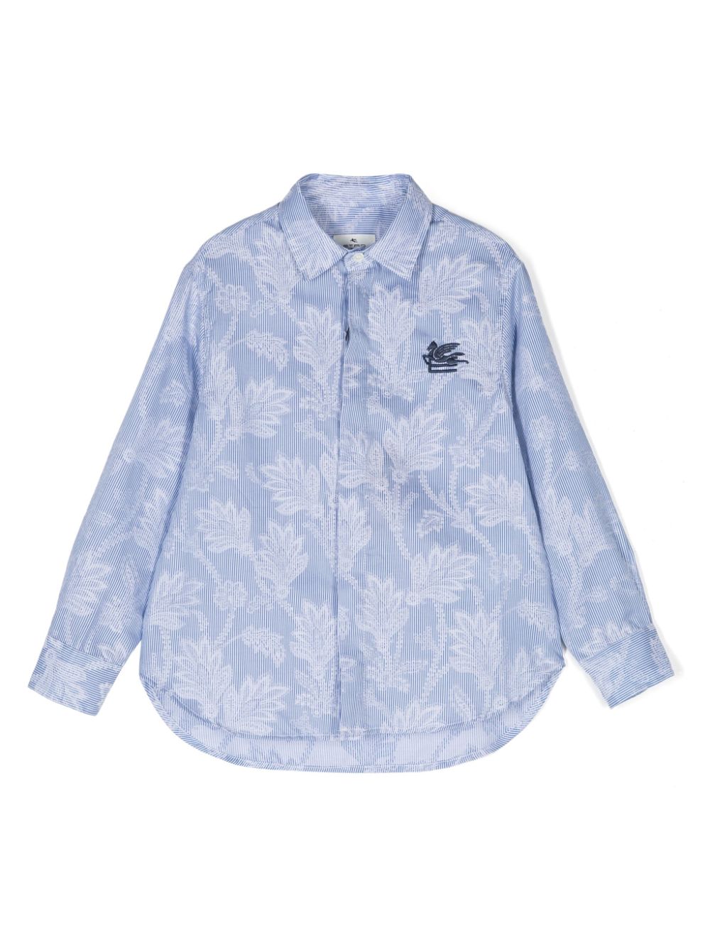 Light blue shirt with all-over floral pattern