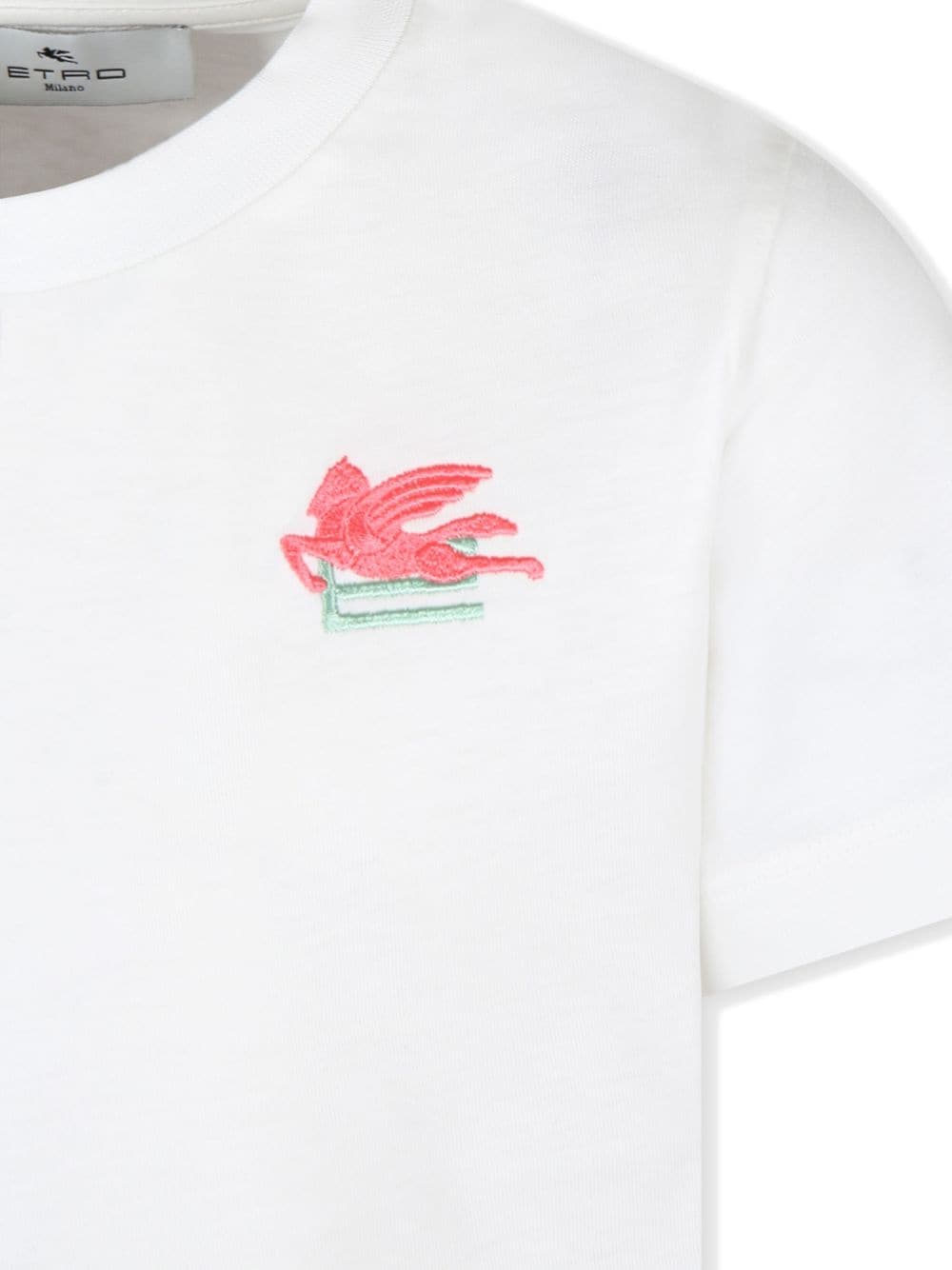 T-shirt bianca logo ricamo pegaso