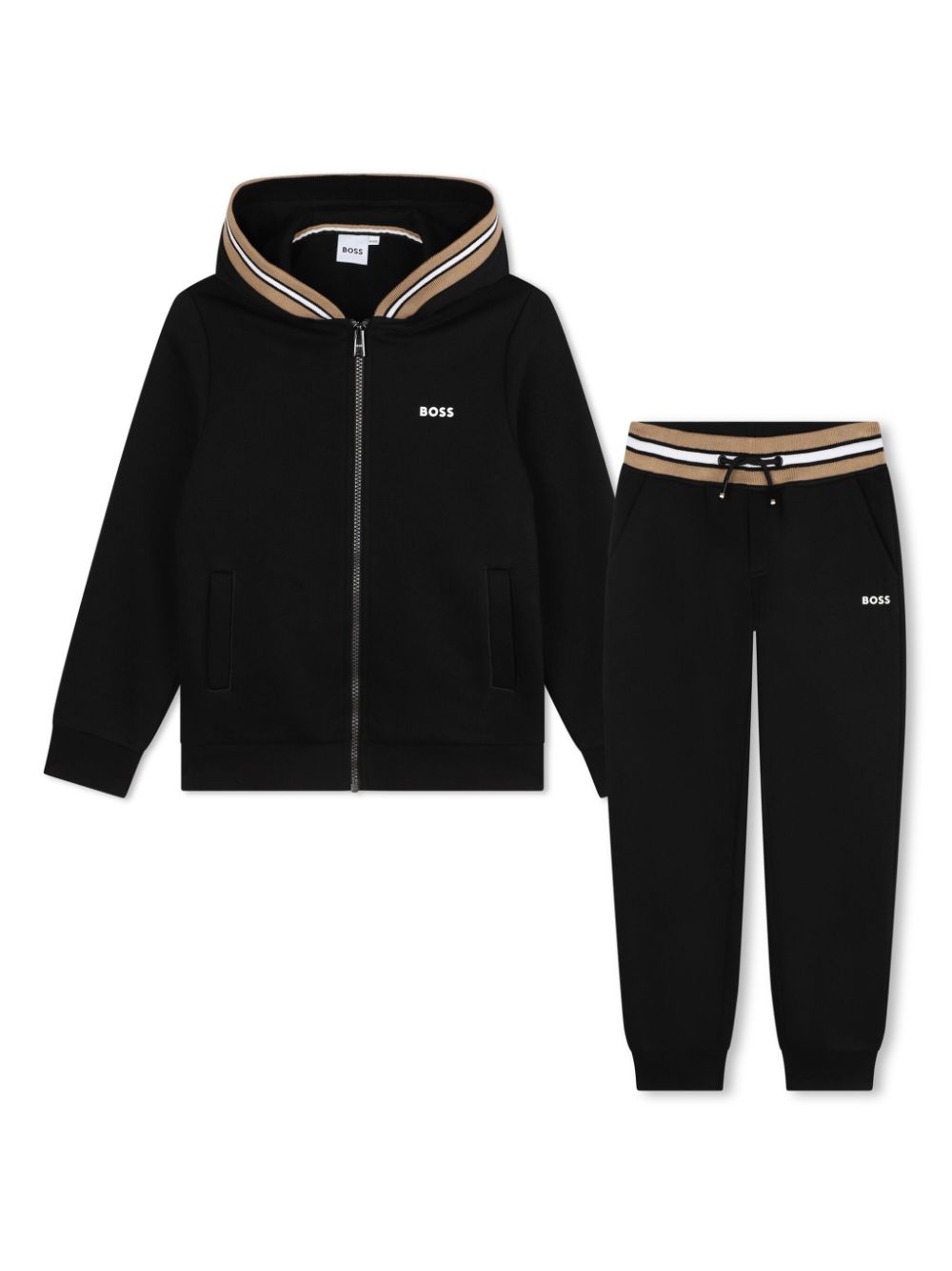 Black tracksuit and logo sweatshirt (2 pieces)