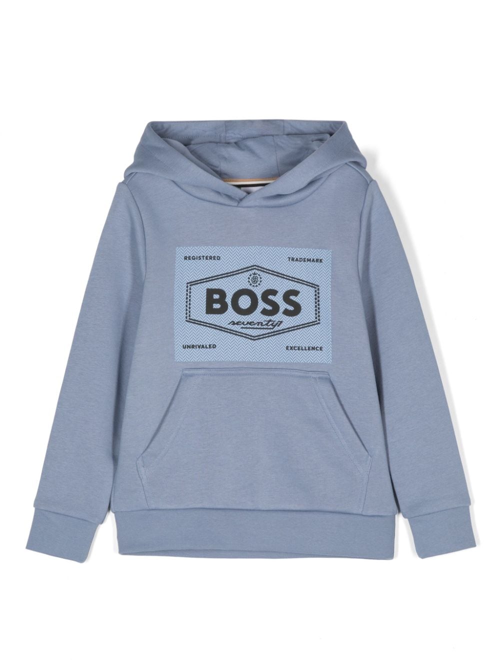 Blue sweatshirt with front pattern logo