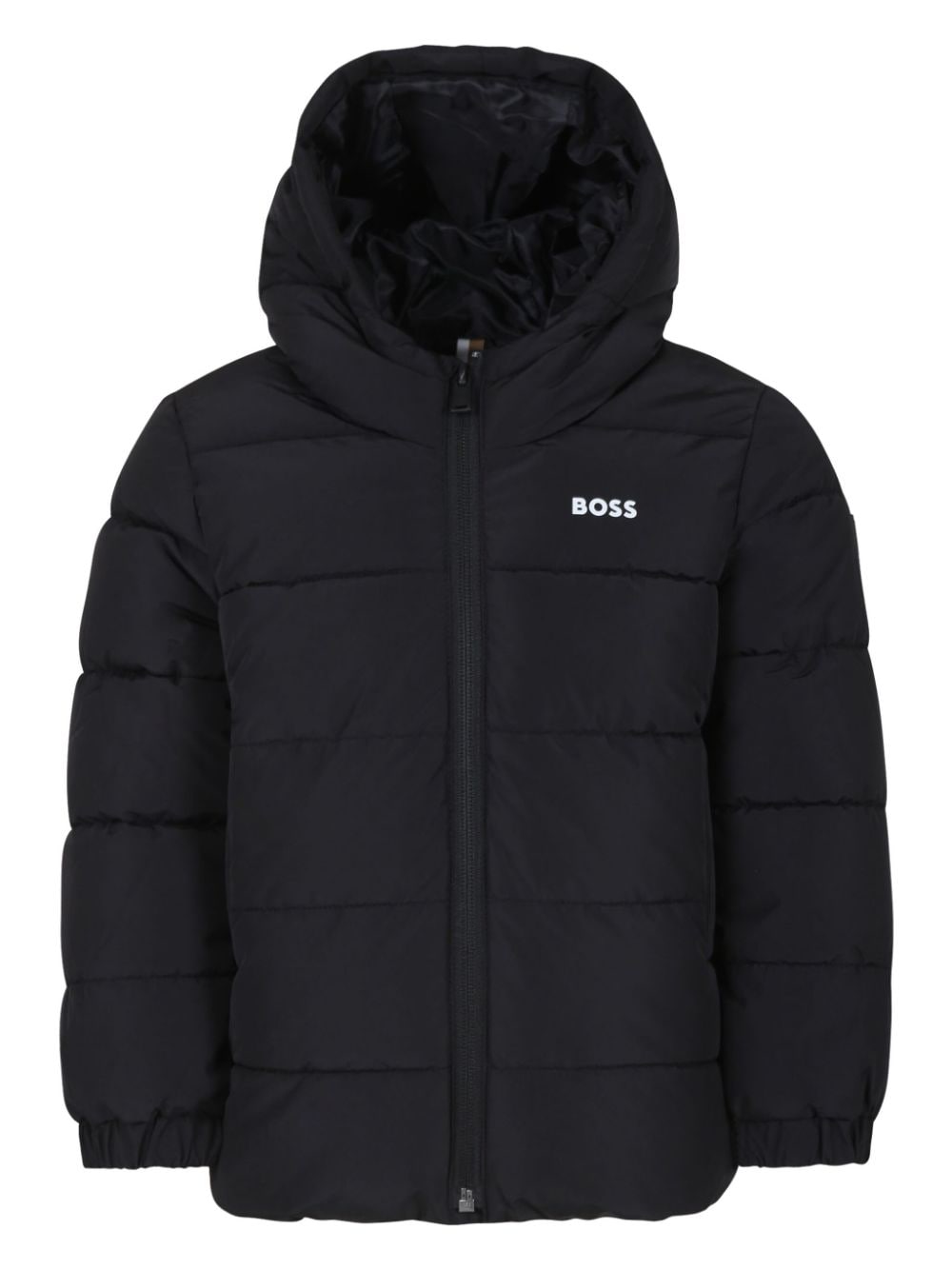 Black padded jacket with chest logo