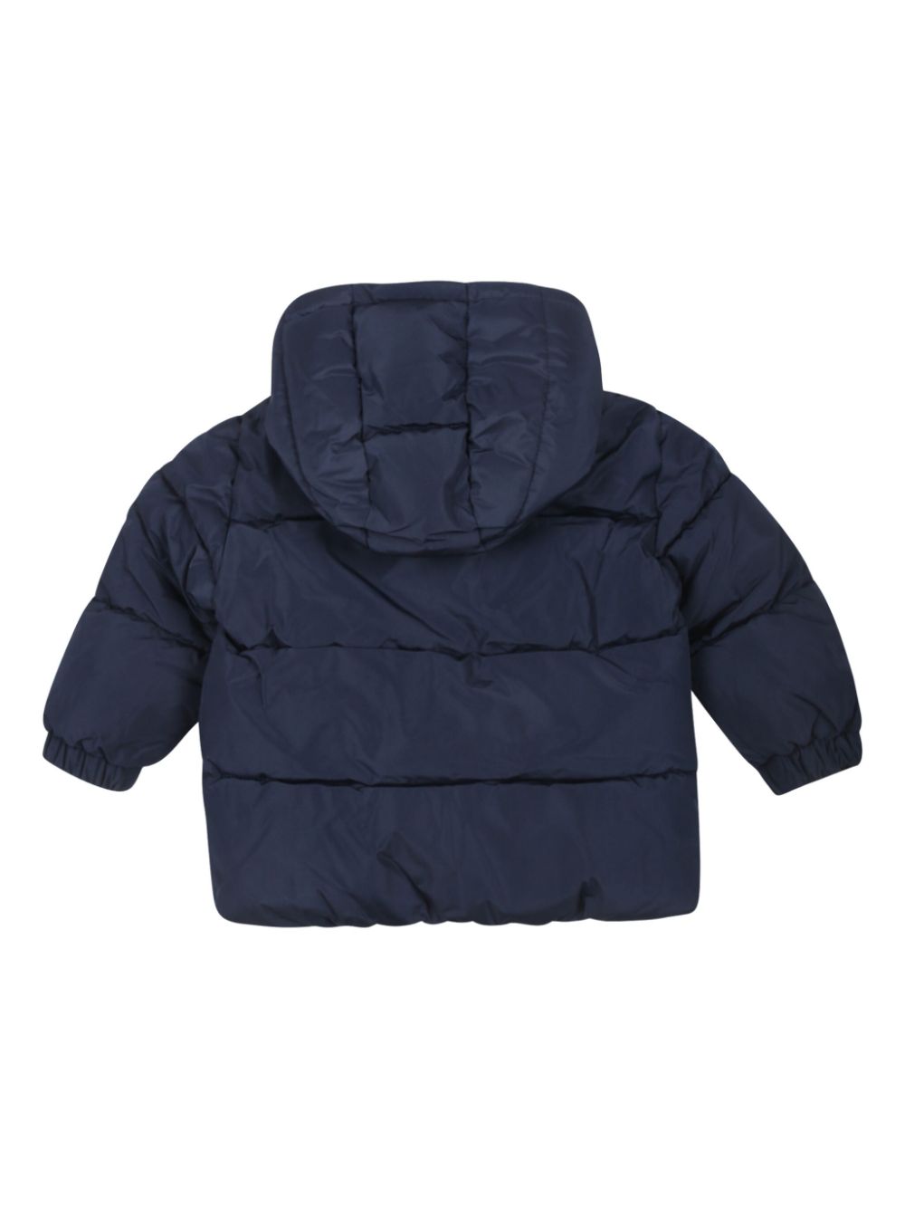 Blue padded jacket with logo sleeve for newborns