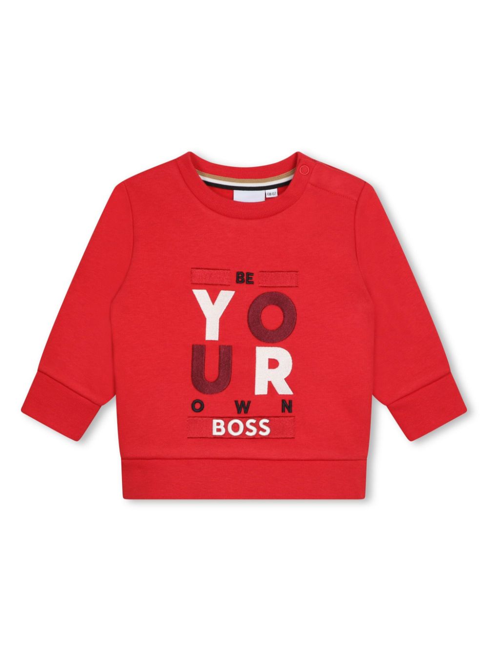 Red sweatshirt with slogan for newborn