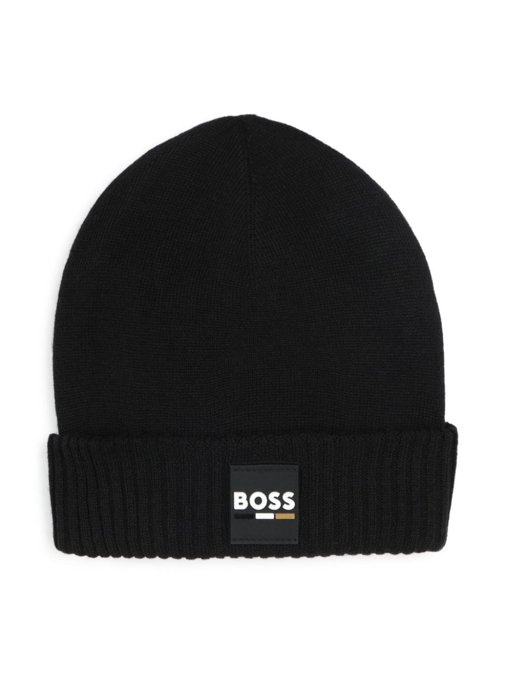 Black ribbed wool blend hat