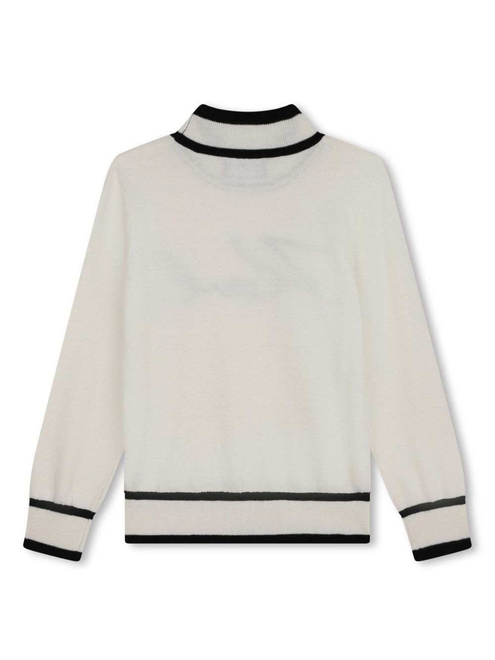 White turtleneck sweater with contrasting hems