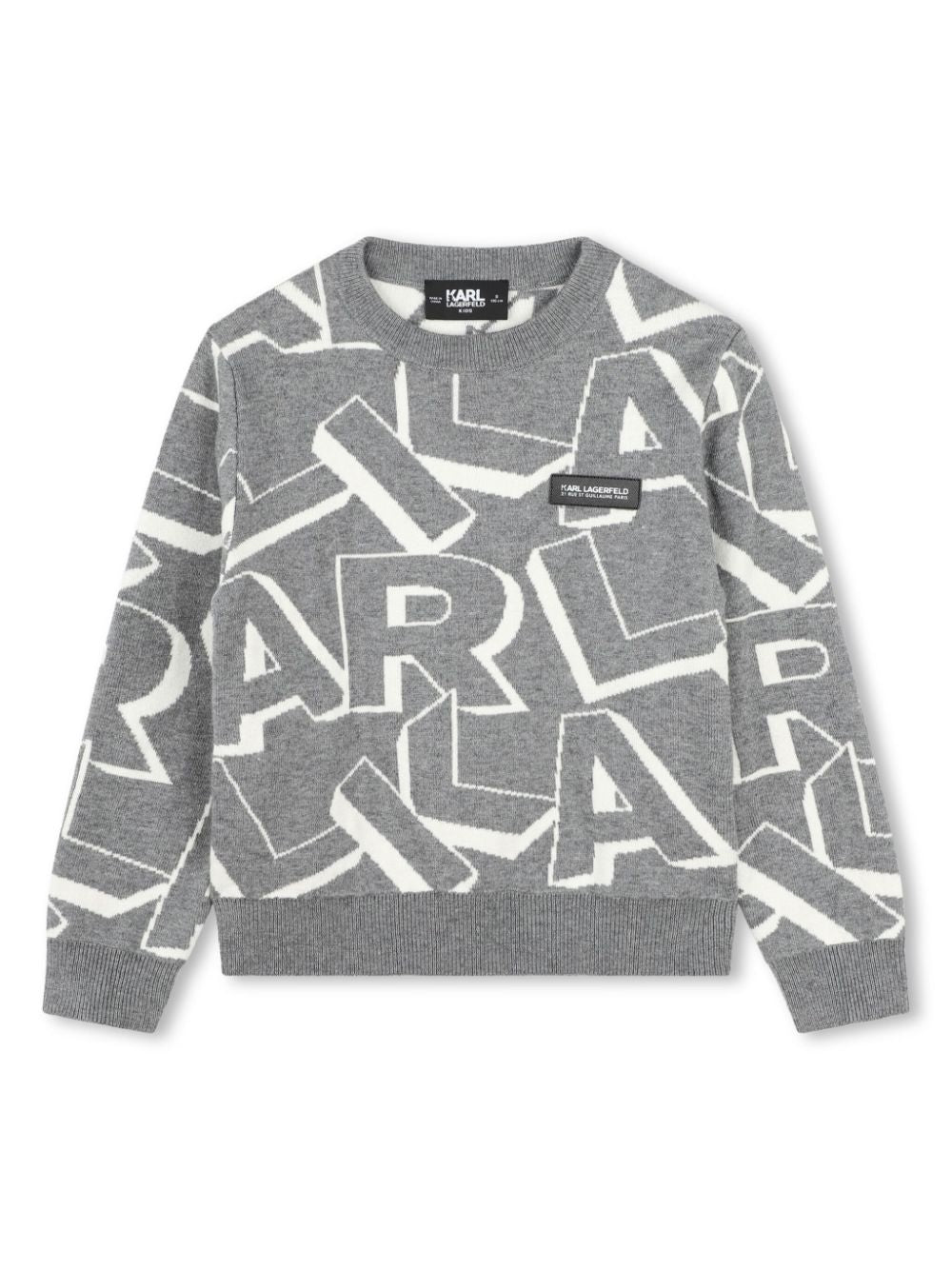 Grey sweater logo all-ovr wool blend