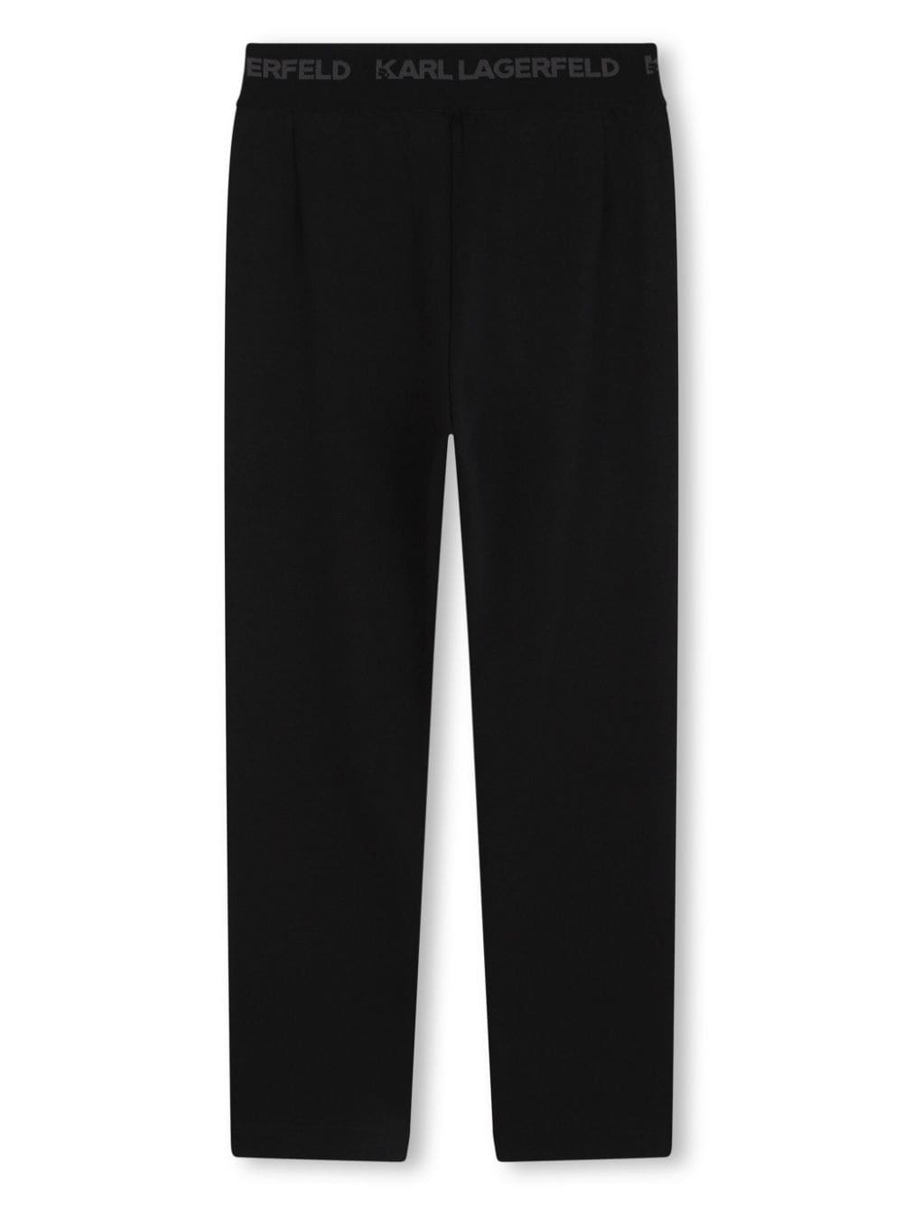 Black pleated trousers with logo waist