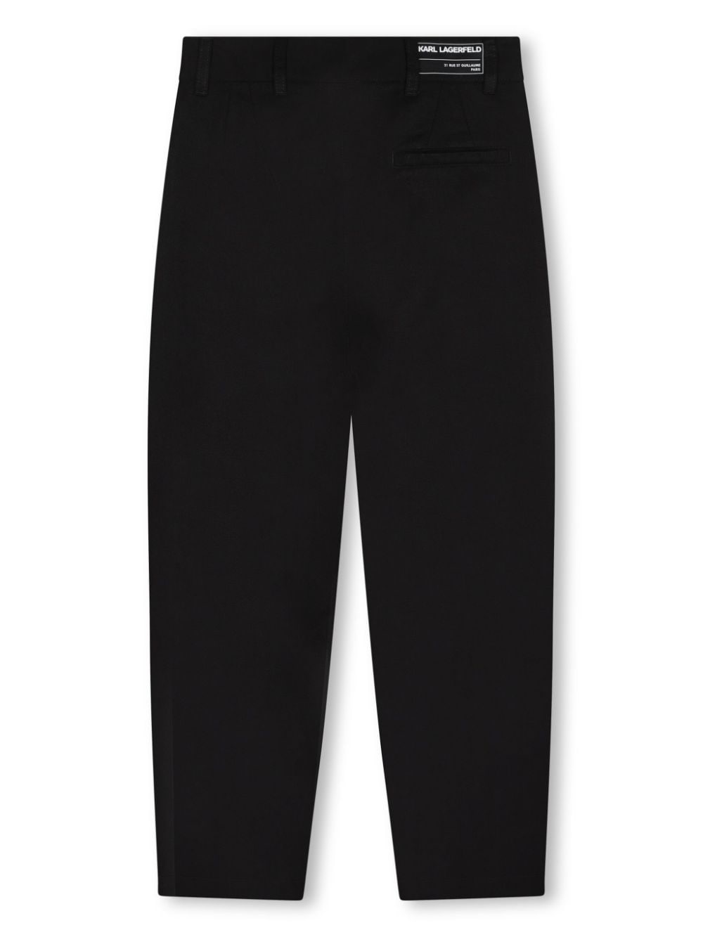 Black trousers with back logo label