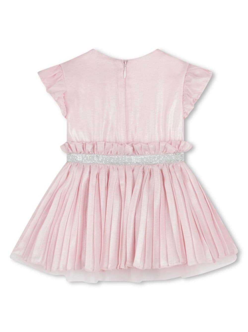 Newborn pink satin finish pleated dress