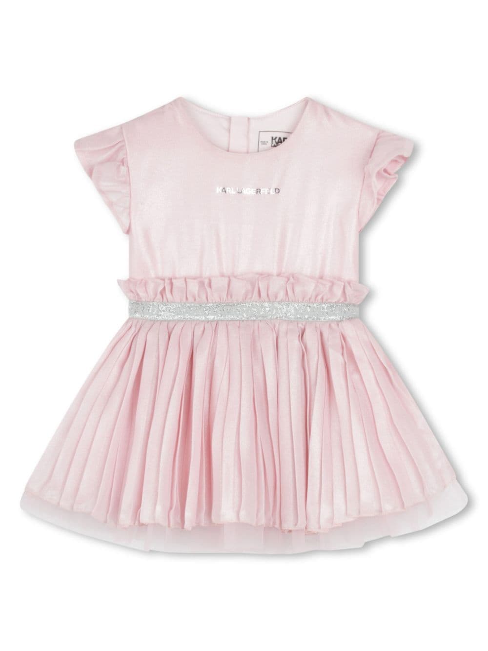 Newborn pink satin finish pleated dress