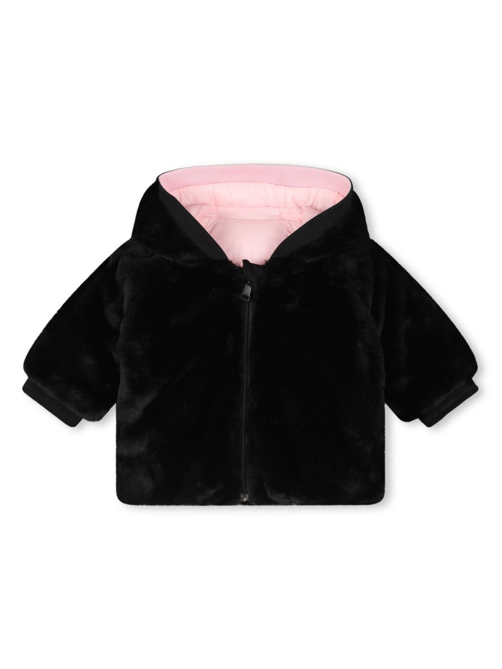 Reversible pink/black baby down jacket