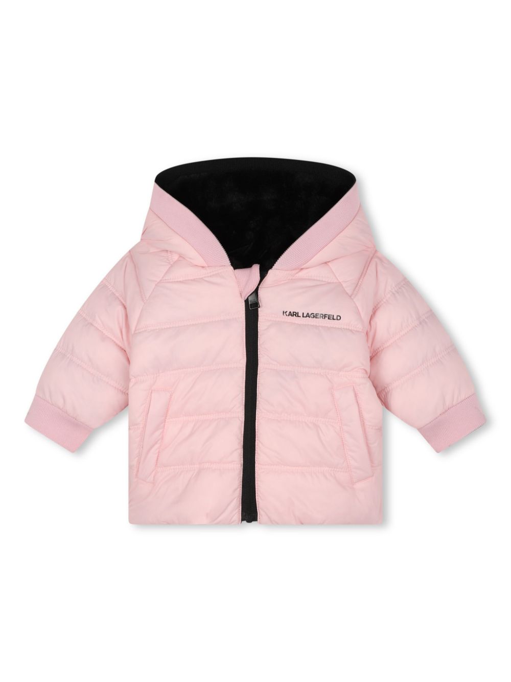 Reversible pink/black baby down jacket