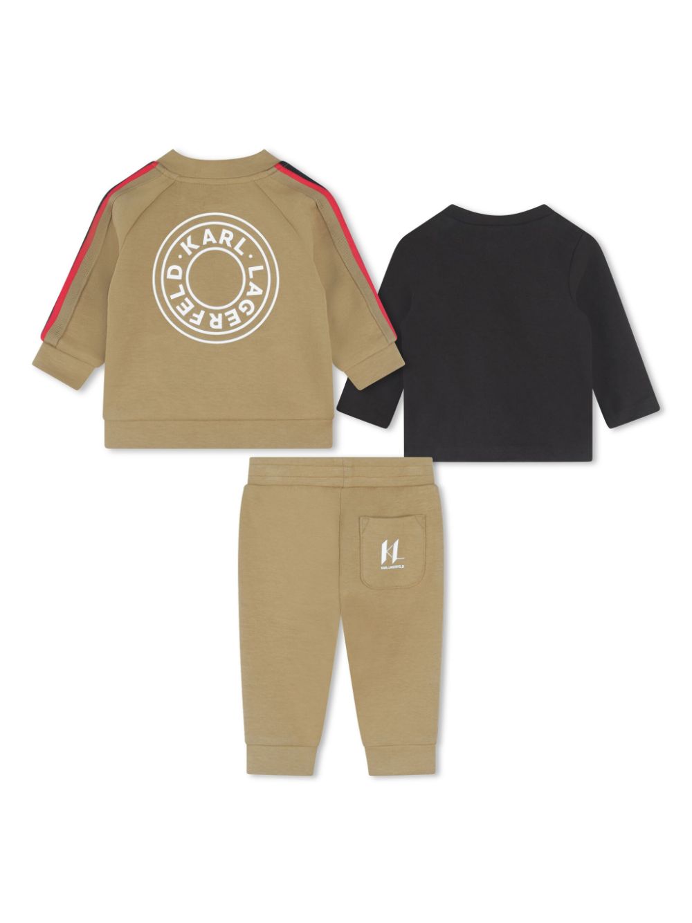 Brown/black sports set with logo (3 pieces)