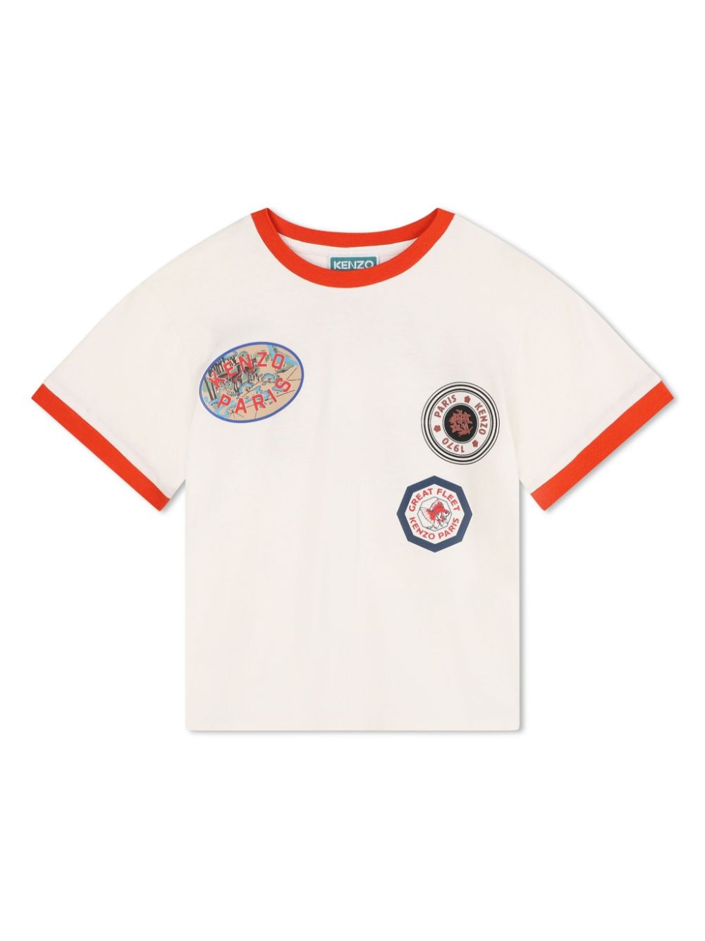 T-shirt avorio con patch stampate