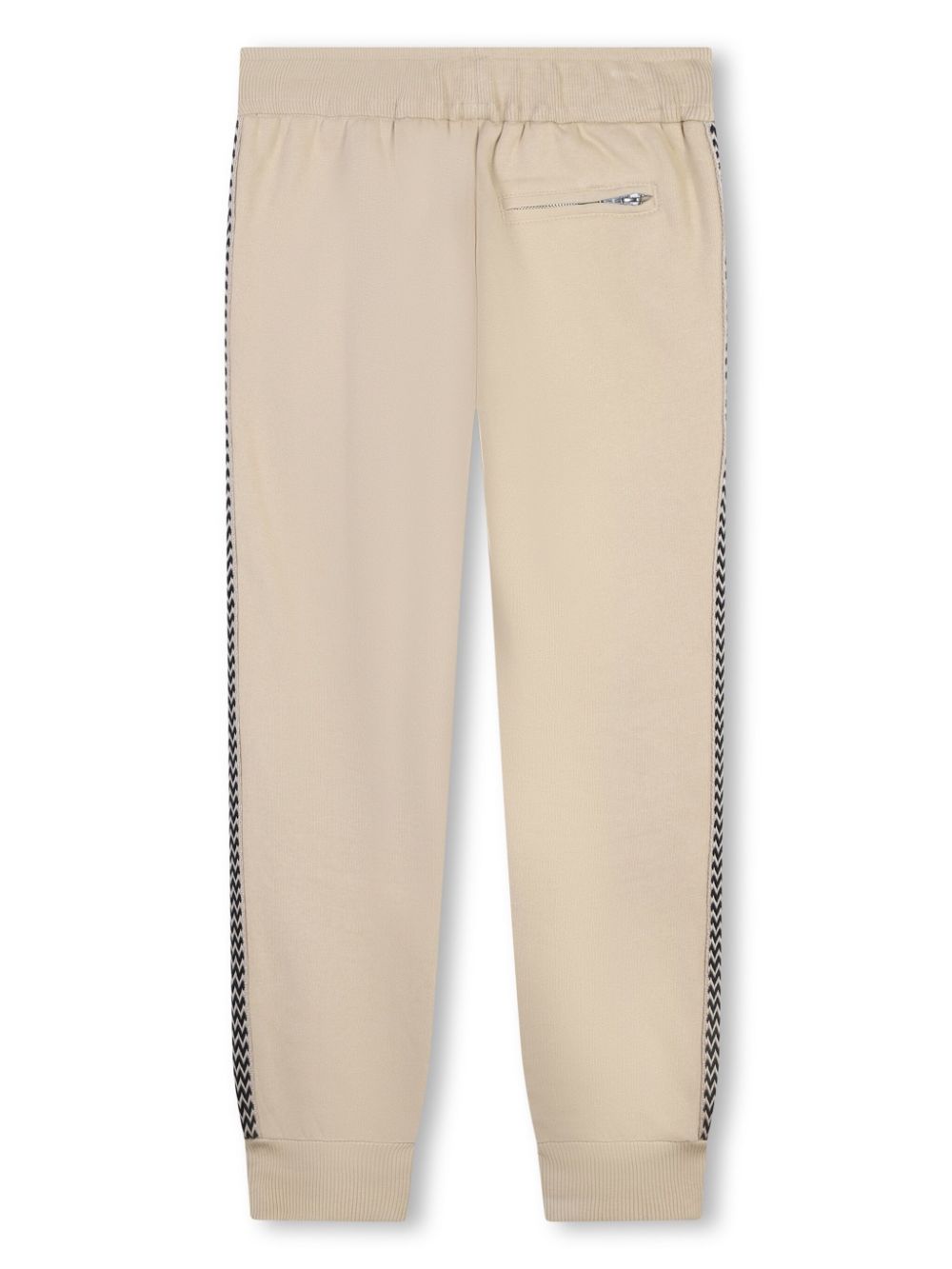 Beige trousers with side stripes and crub weave