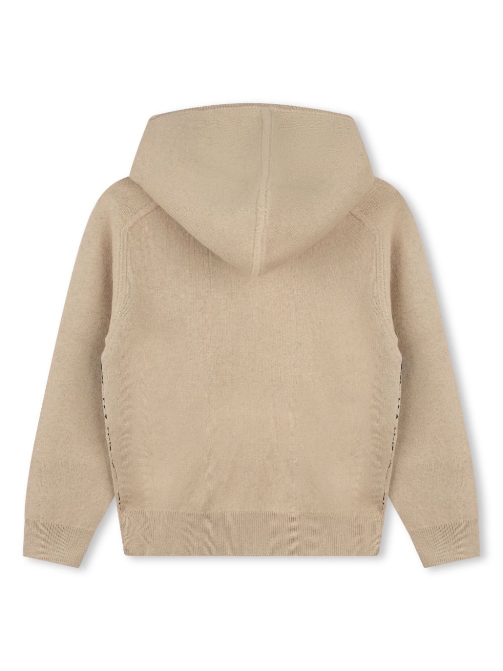 Beige knitted sweatshirt with logo pocket