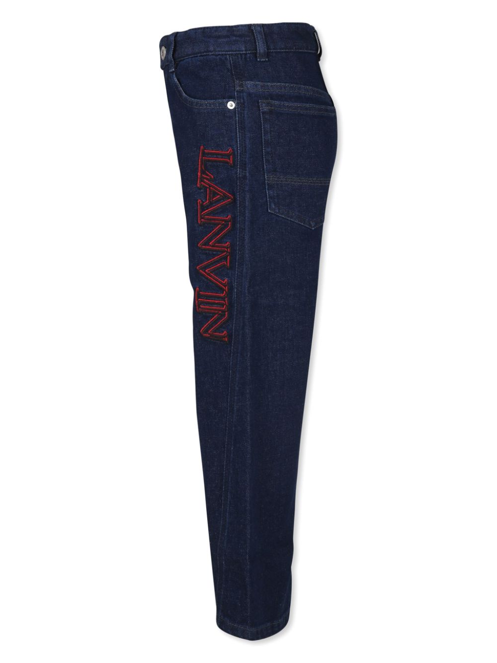 Blue denim jeans logo embroidery