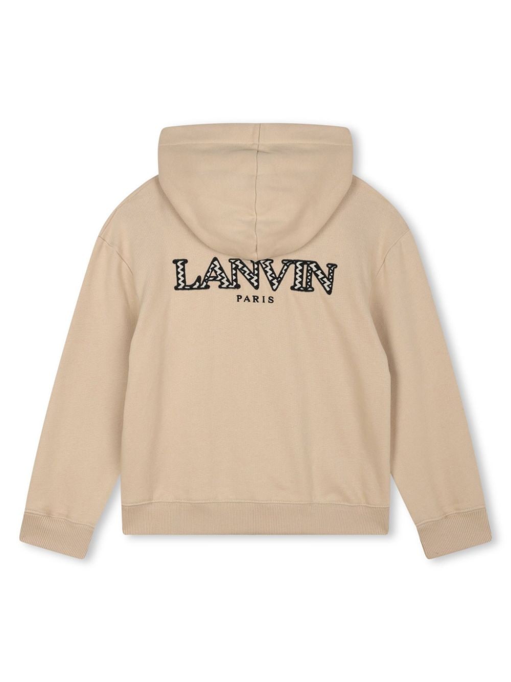 Beige Drawstring Sweatshirt with Crub Trim