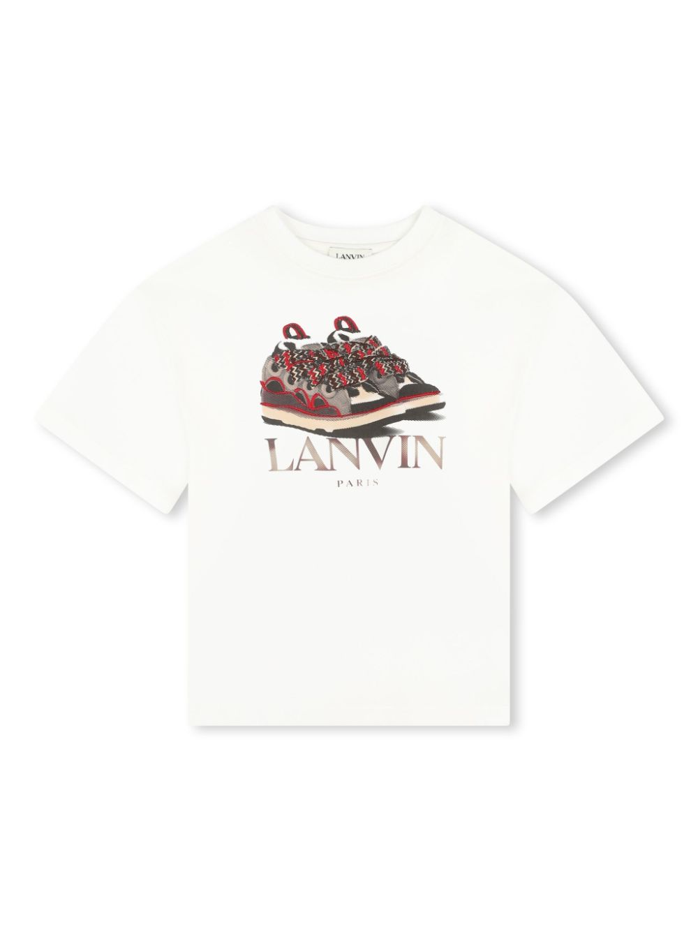 White T-shirt with sneakers logo