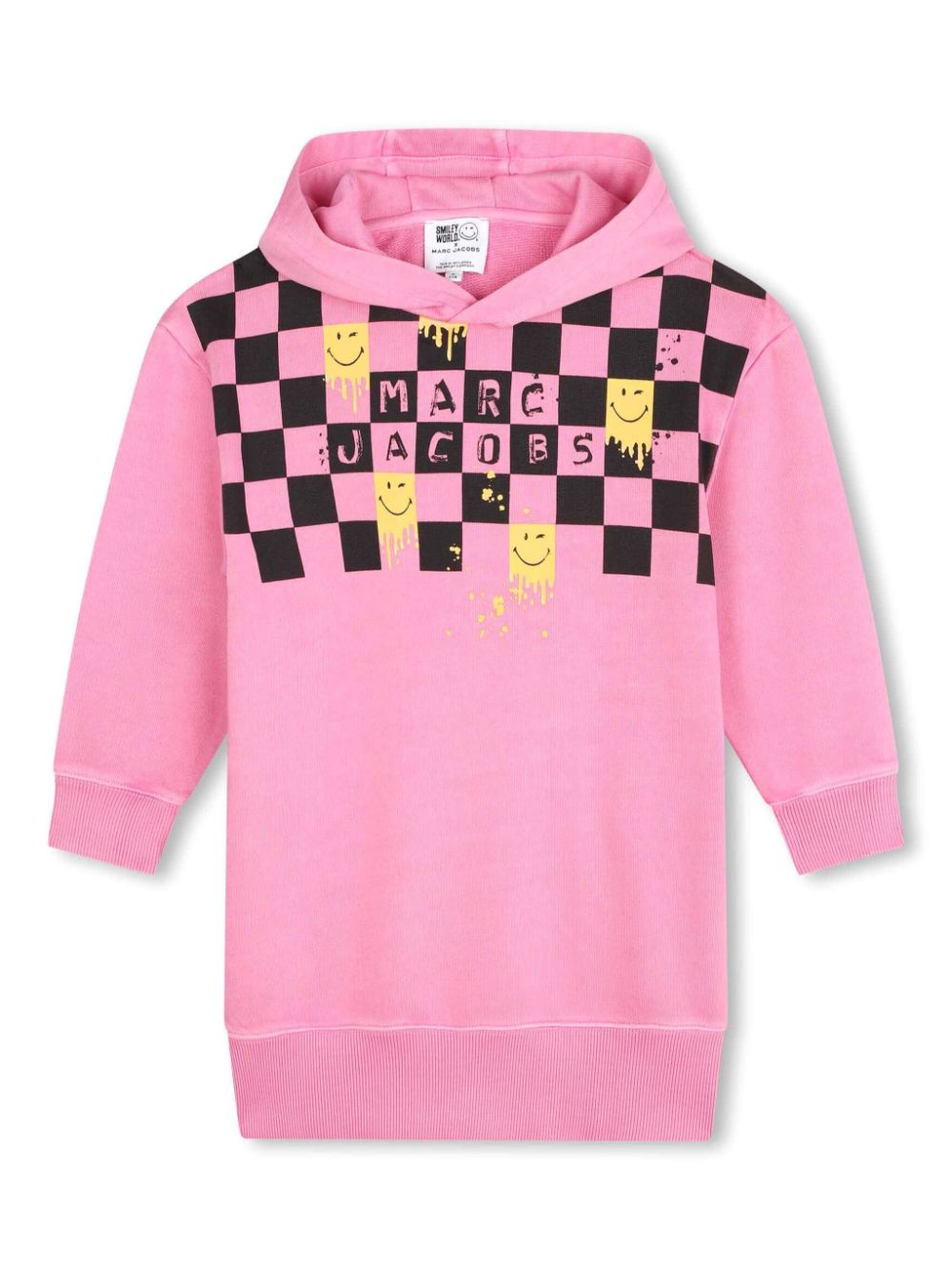 Fuchsia Checkered Smile Sweatshirt Dress