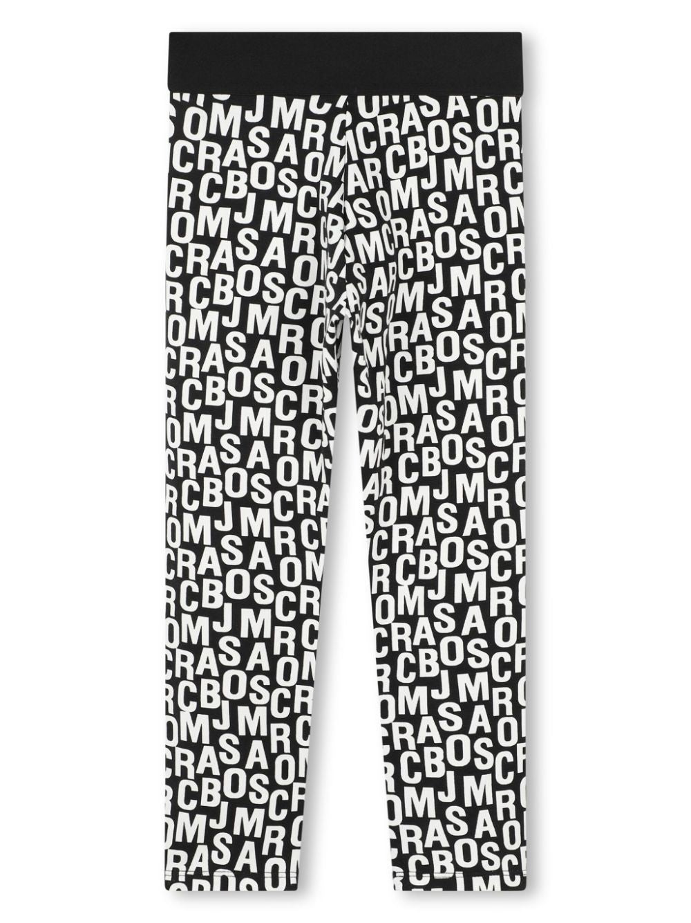 Black leggings with all-over lettering logo