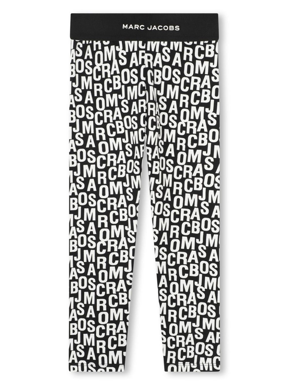 Black leggings with all-over lettering logo