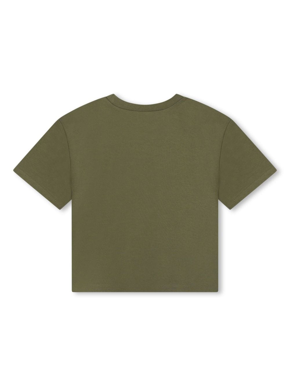 T-shirt verde militare logo e tasca strass