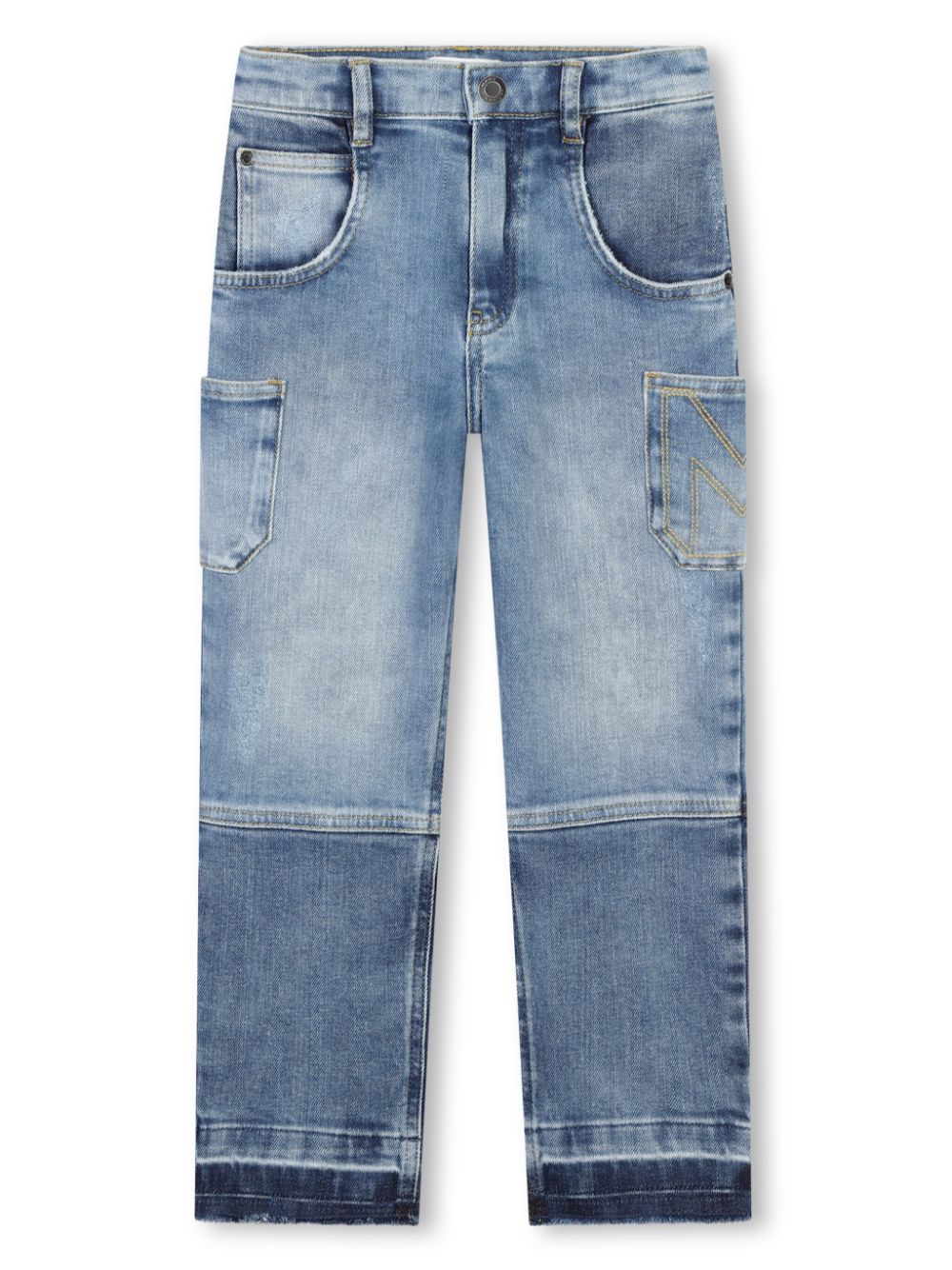 Jeans with color-block lightening