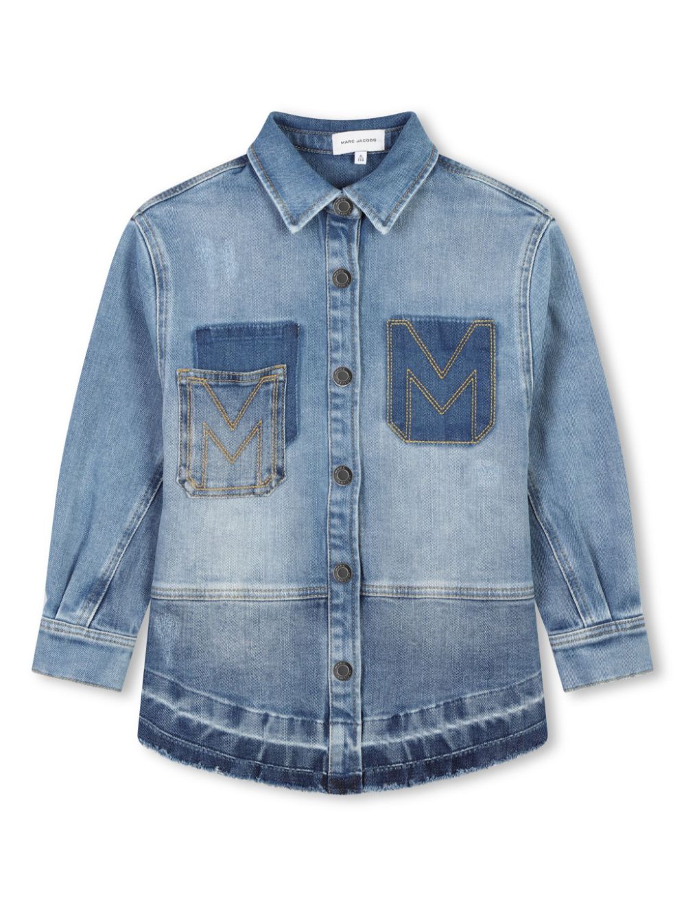 Color-block lightening denim shirt