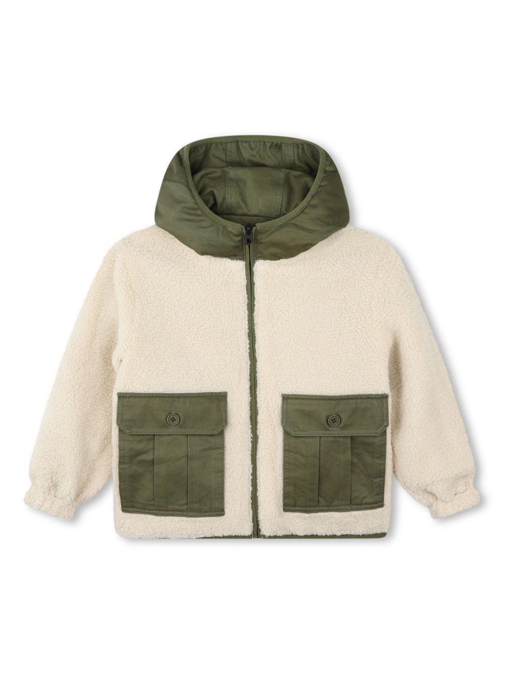 Cream/green reversible jacket