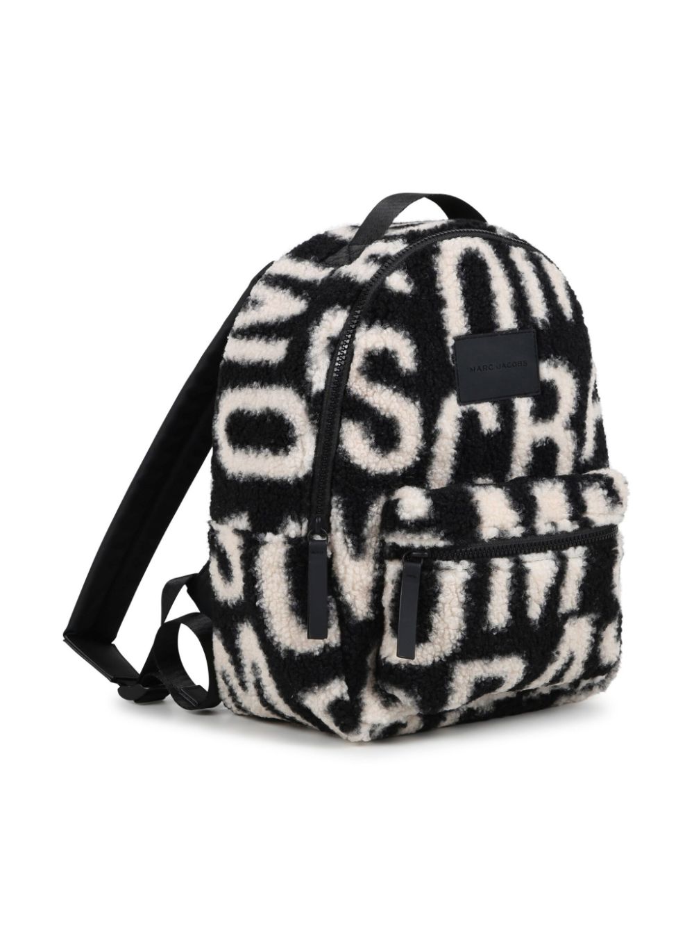 Black backpack with wool effect logo