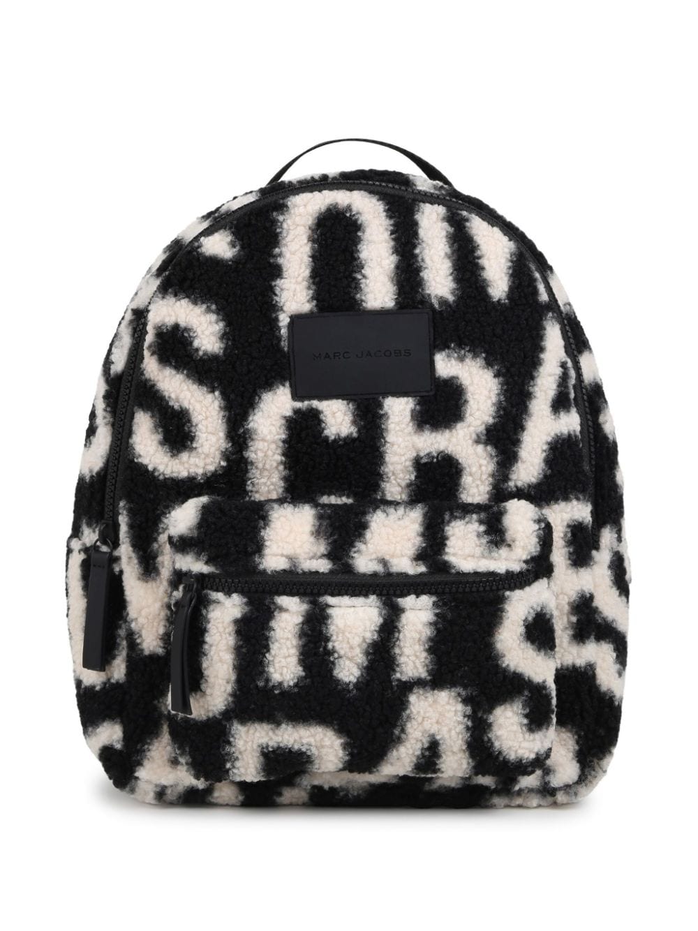 Black backpack with wool effect logo