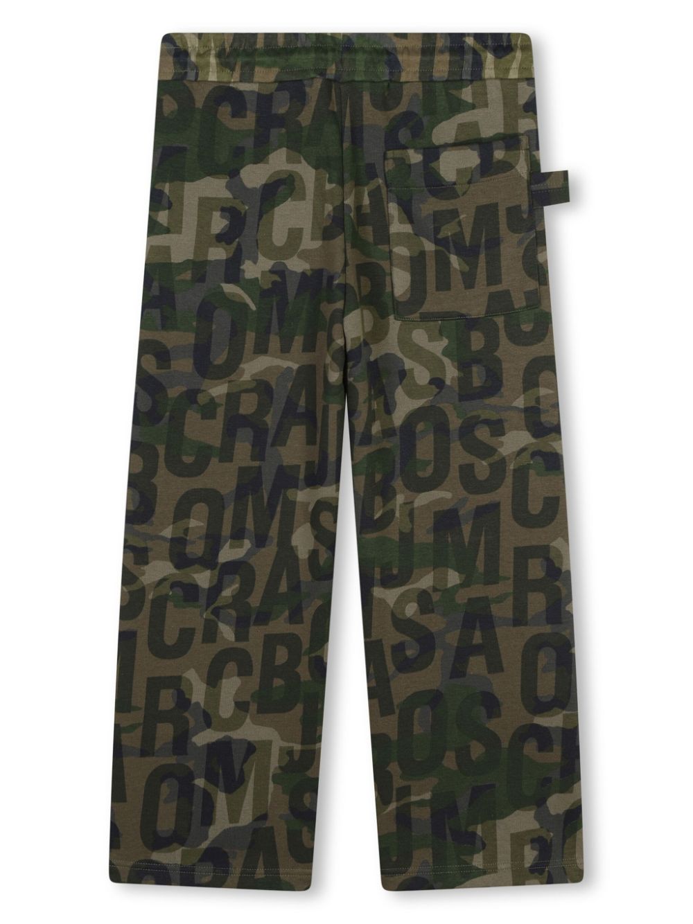 Military green trousers with camouflage pattern