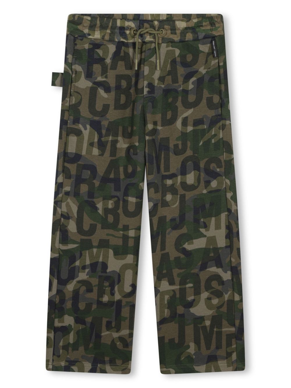 Military green trousers with camouflage pattern