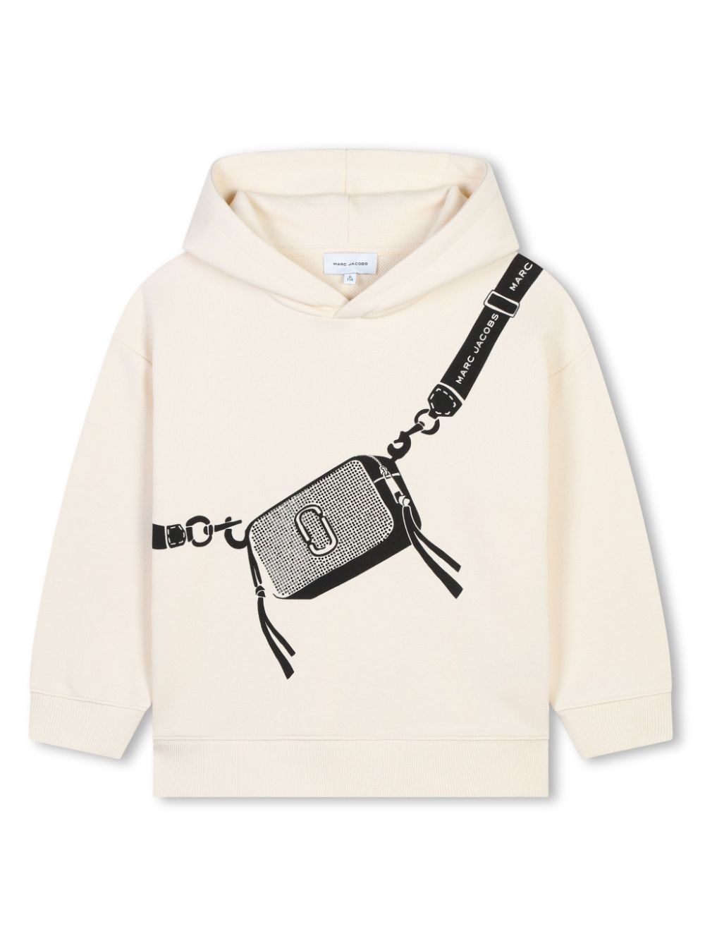 Cream sweatshirt with bag print and rhinestones