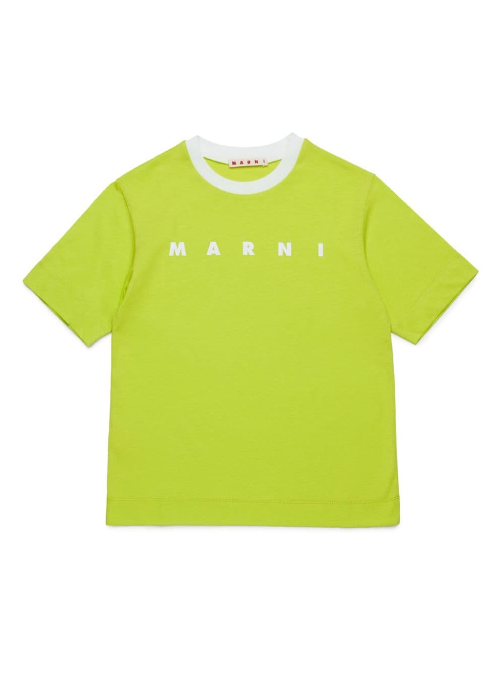 T-shirt lime girocollo a contrasto