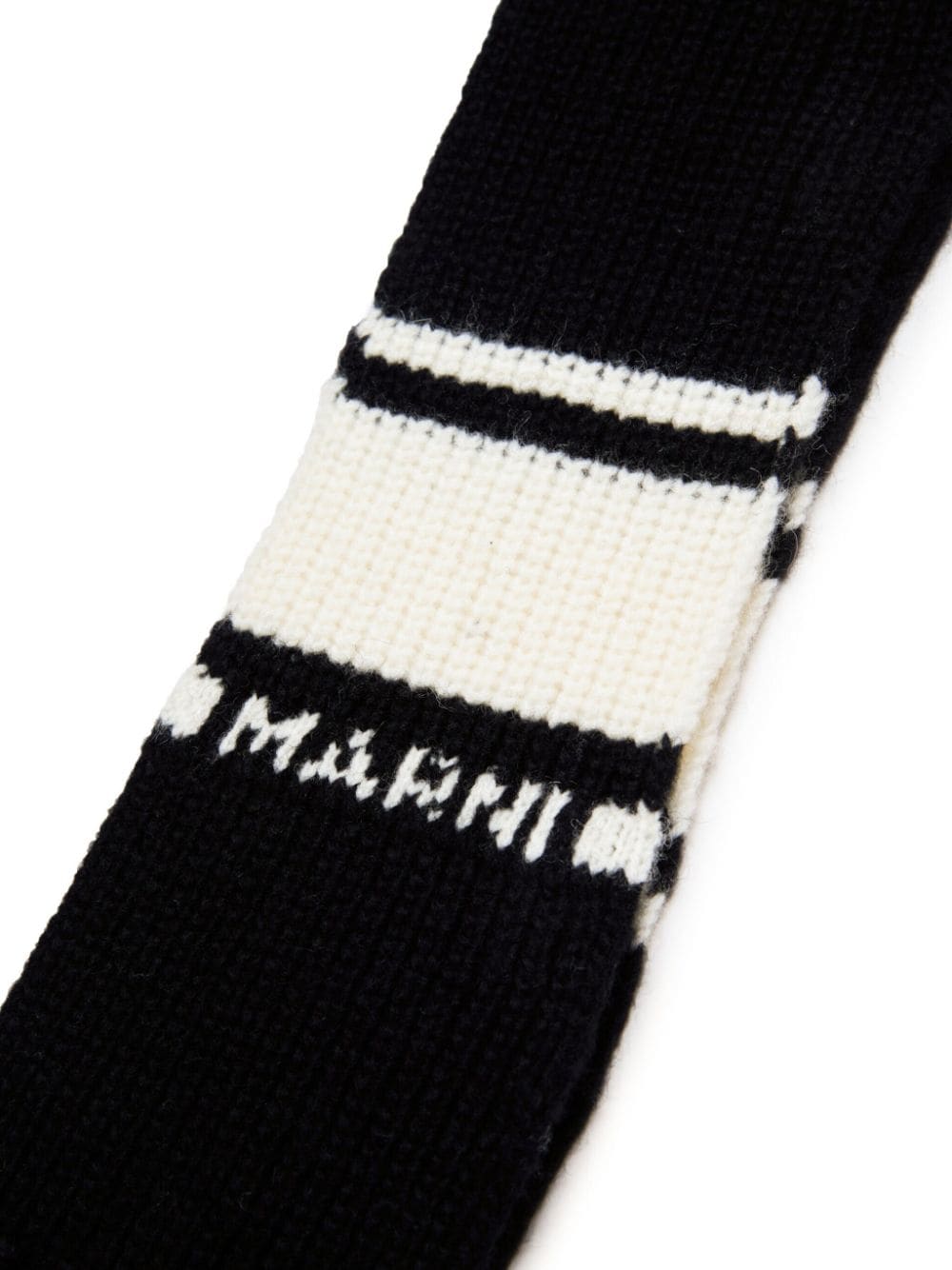 Black knitted scarf with embroidered logo