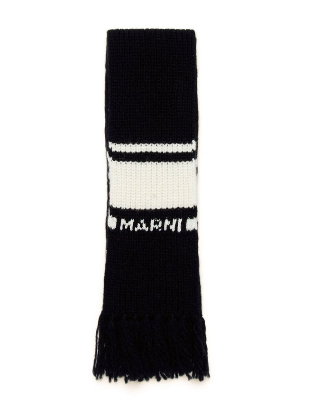 Black knitted scarf with embroidered logo