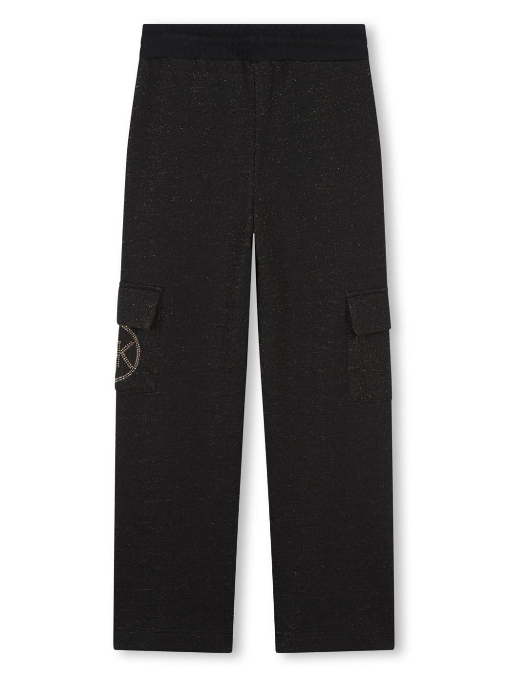 Cargo trousers with monogram rhinestone logo