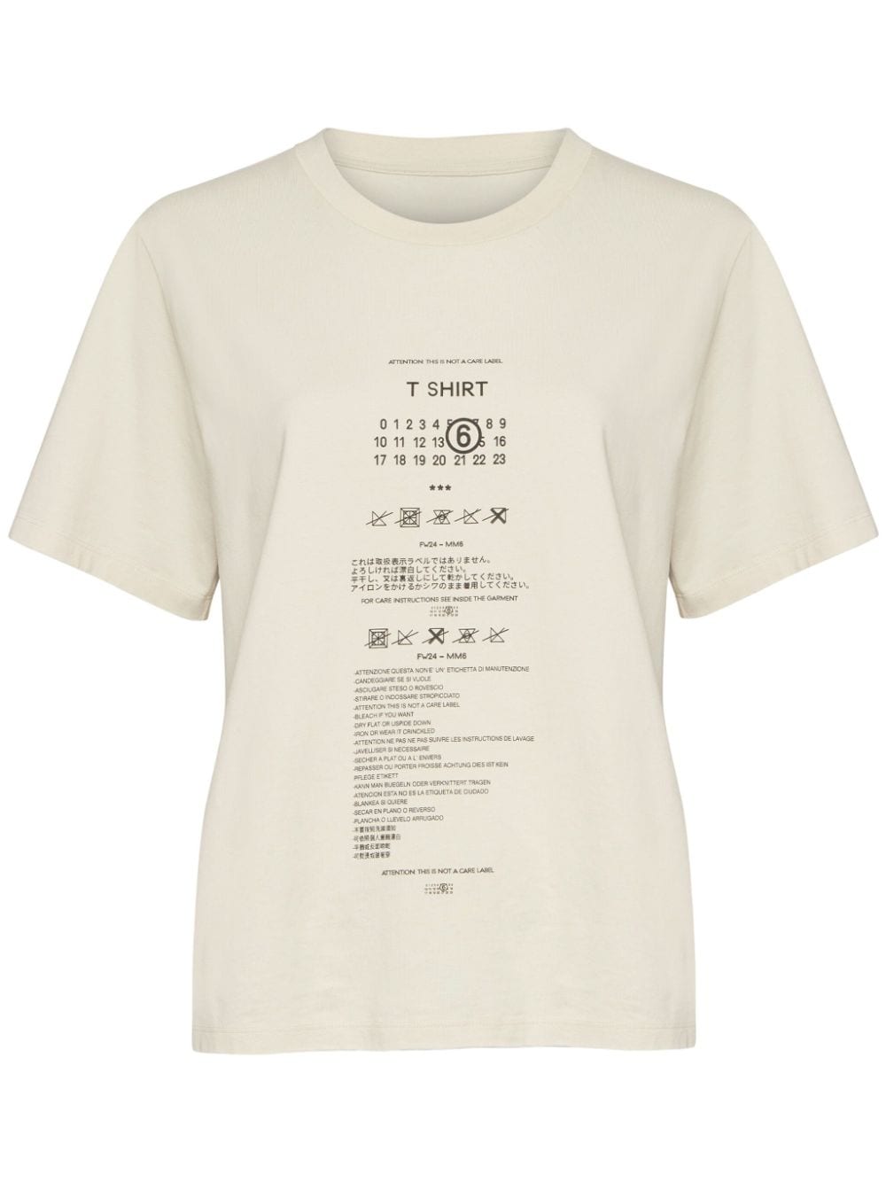 Cream T-shirt with number label print