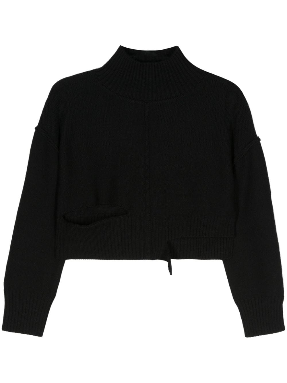 Black crop sweater with cut-out details