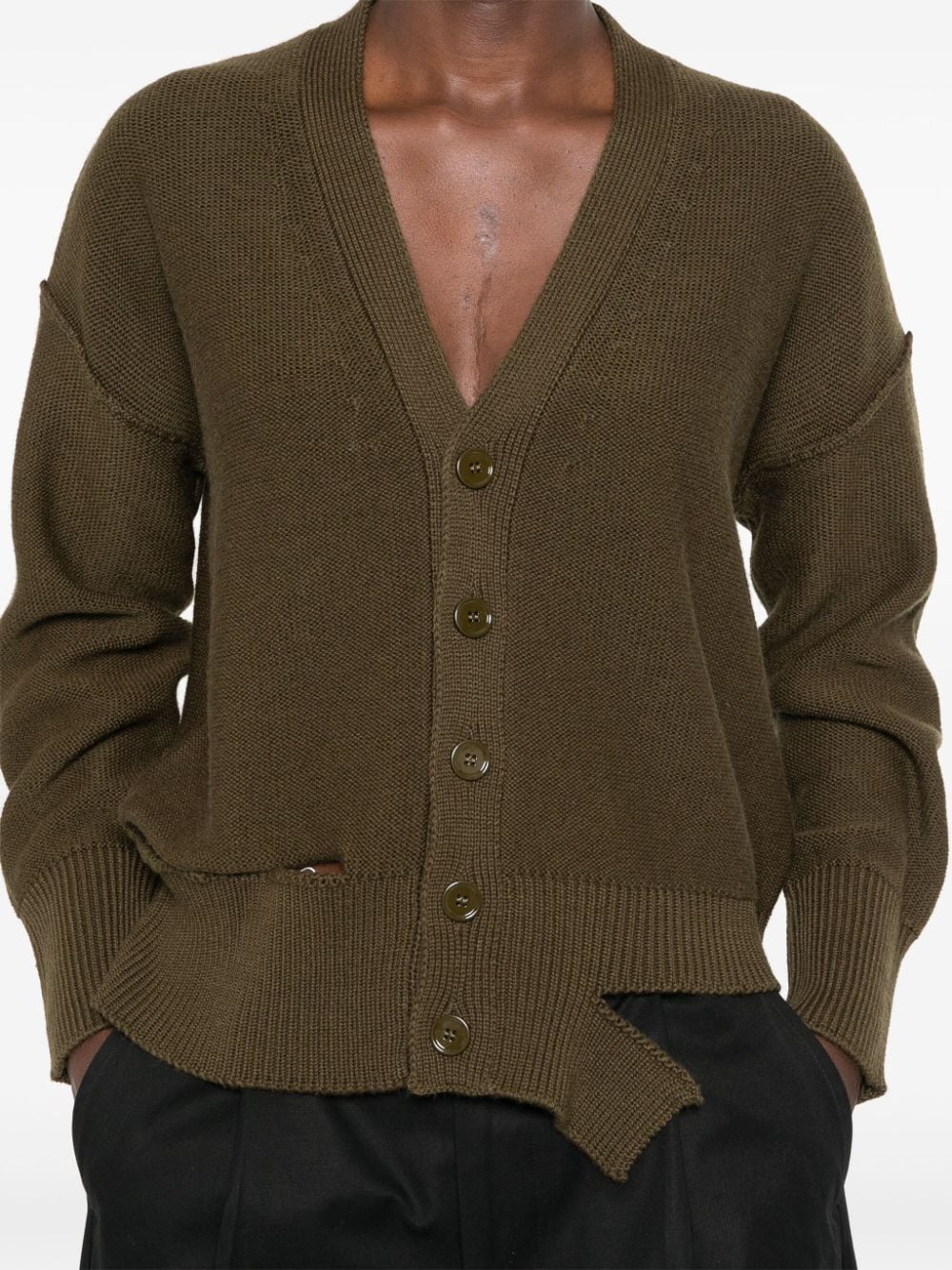 Cardigan in maglia cut-out marrone